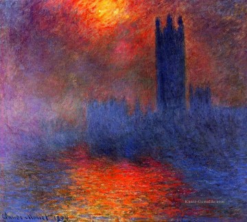 Claude Monet Werke - Houses of Parliament Wirkung von Sonnenlicht im Nebel Claude Monet